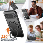 Carbon Fiber Dual-Layer Armor Case with 360° Rotating Magnetic Ring Stand for Google Pixel 11 Series