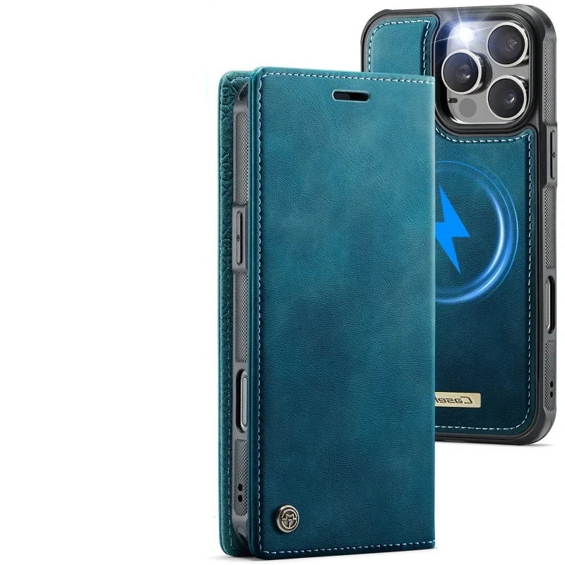 Slim MagSafe Leather Card Wallet Case for iPhone 16 Series