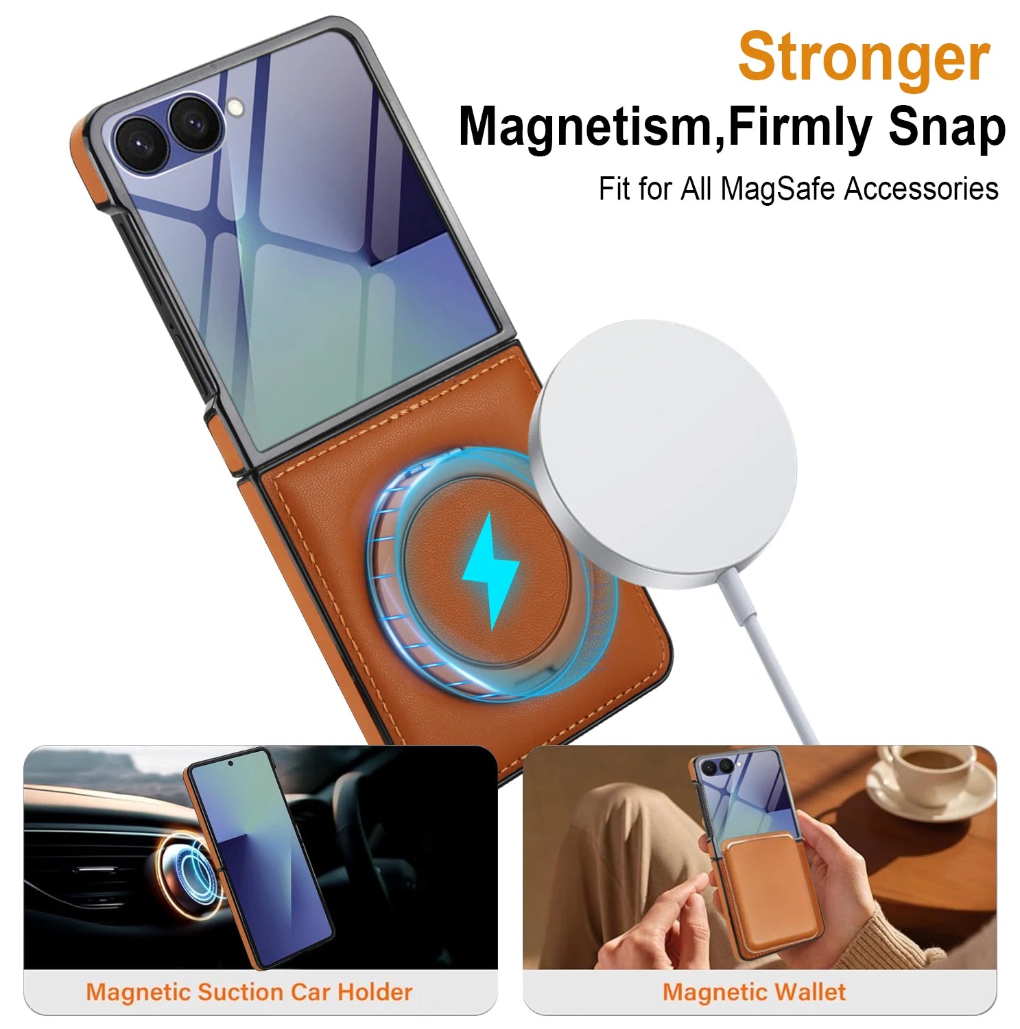 Business Leather Case with 360 Rotating Stand for Samsung Galaxy Z Flip 7