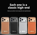 Premium Electroplated Leather Magsafe Case with Foldable Stand for iPhone 17 Series