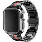 Stainless Steel Link Strap + TPU Case Combo for Apple Watch