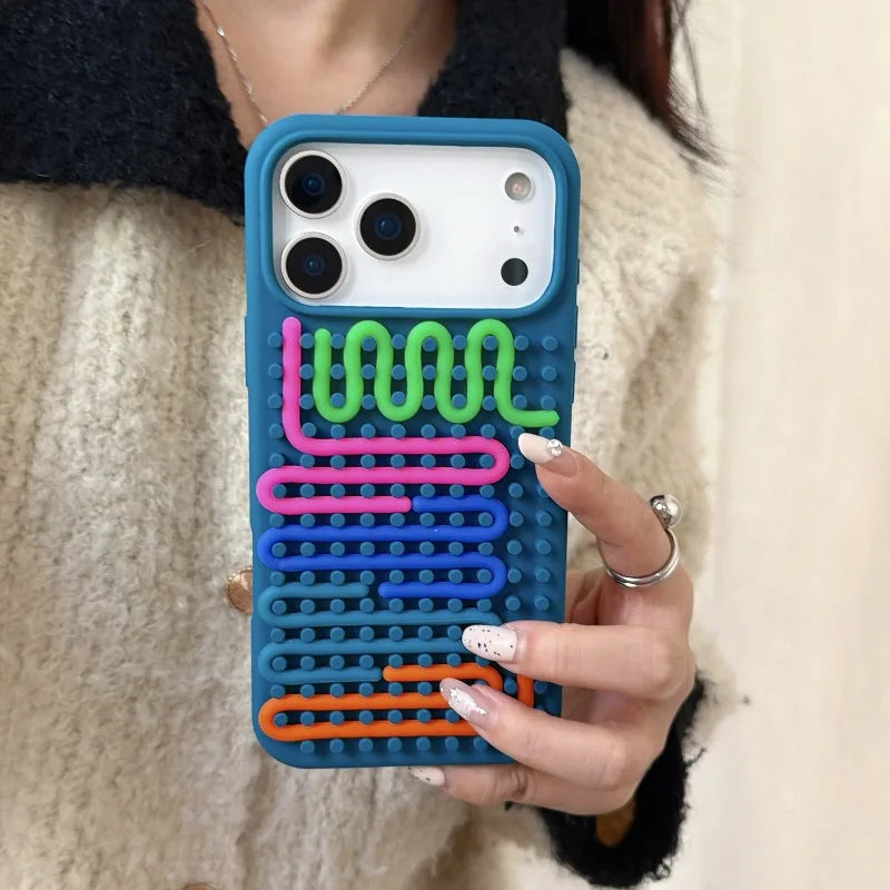 Cylindrical Labyrinth Silicone Phone Case for iPhone 17 Series