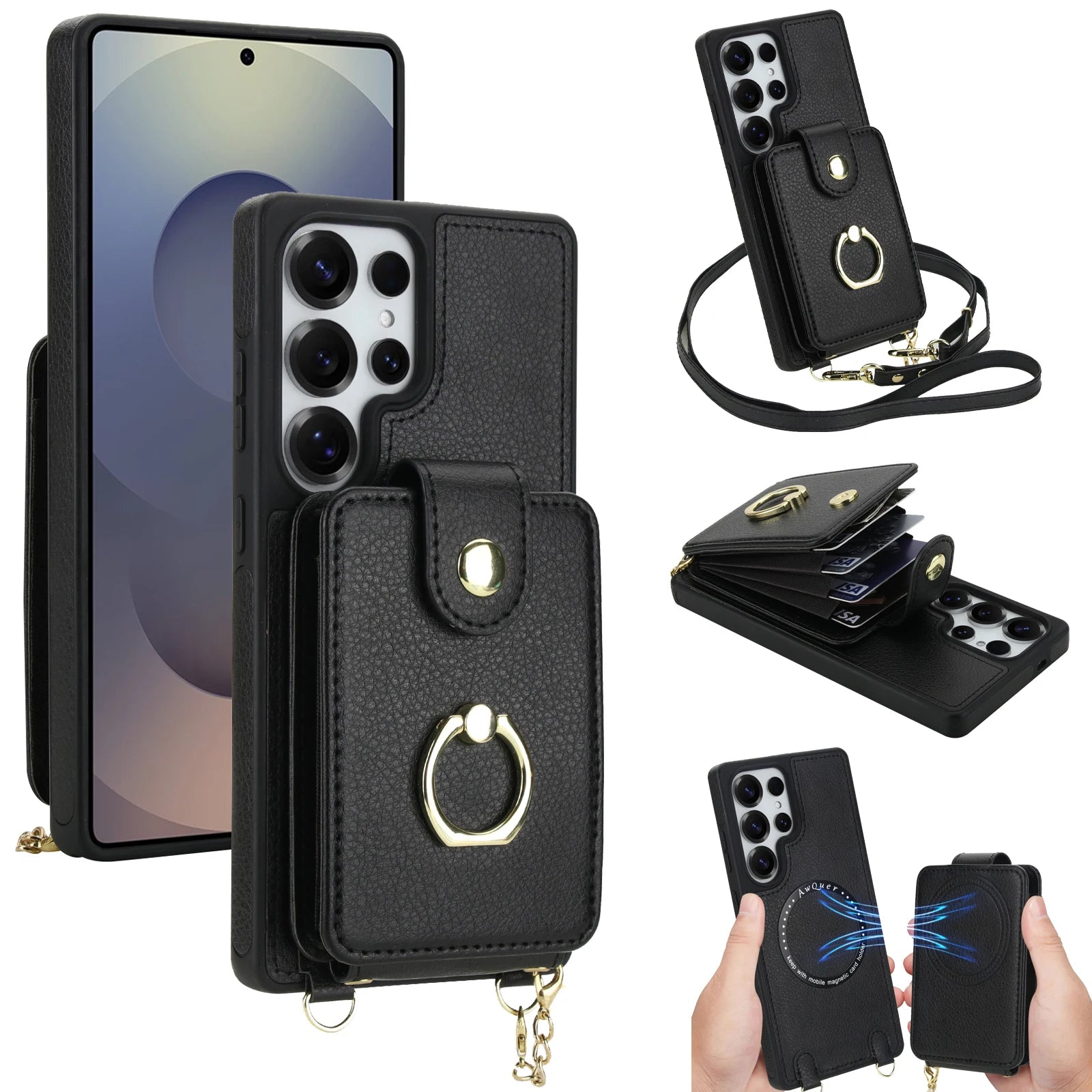 2-in-1 Zipper Wallet Case with Detachable Lanyard for Samsung Galaxy S24 Series