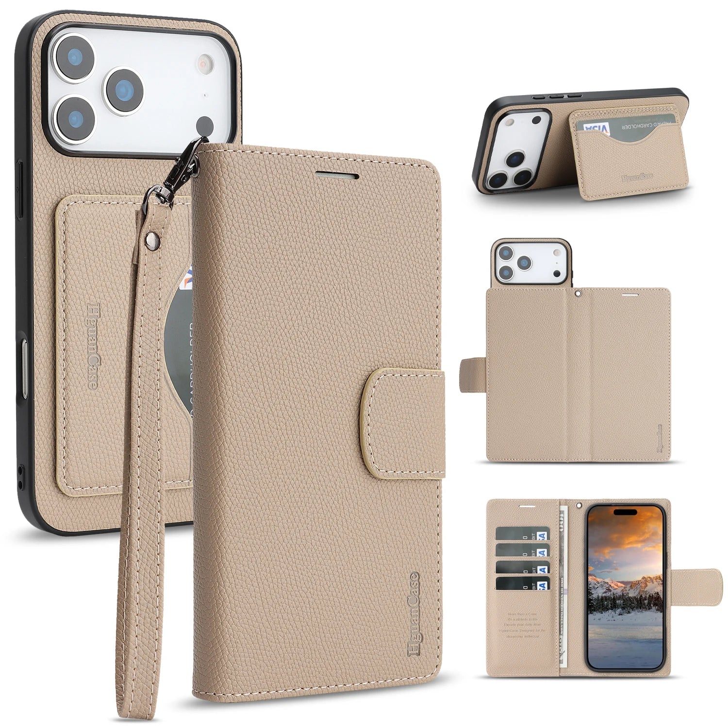 iPhone 17 Series Leather Flip Case with RFID Card Slots