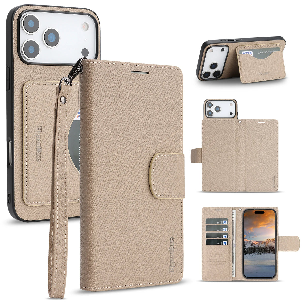 iPhone 17 Series Leather Flip Case with RFID Card Slots