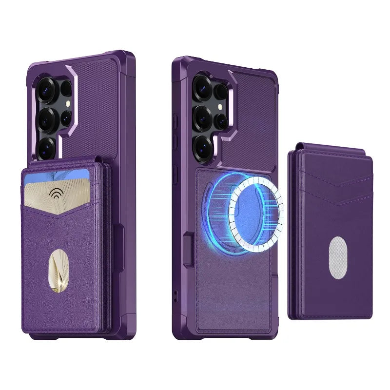Luxury Leather Magnetic Case with Detachable Card Holder for Samsung Galaxy S25 Series