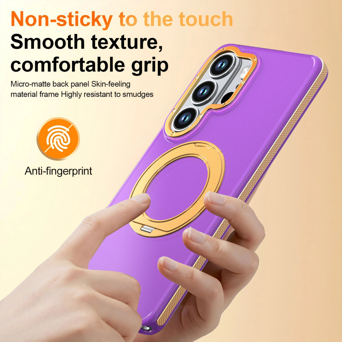 Micro-Matte Magnetic Case with 360° Rotating Ring Kickstand for Samsung Galaxy S24 Series