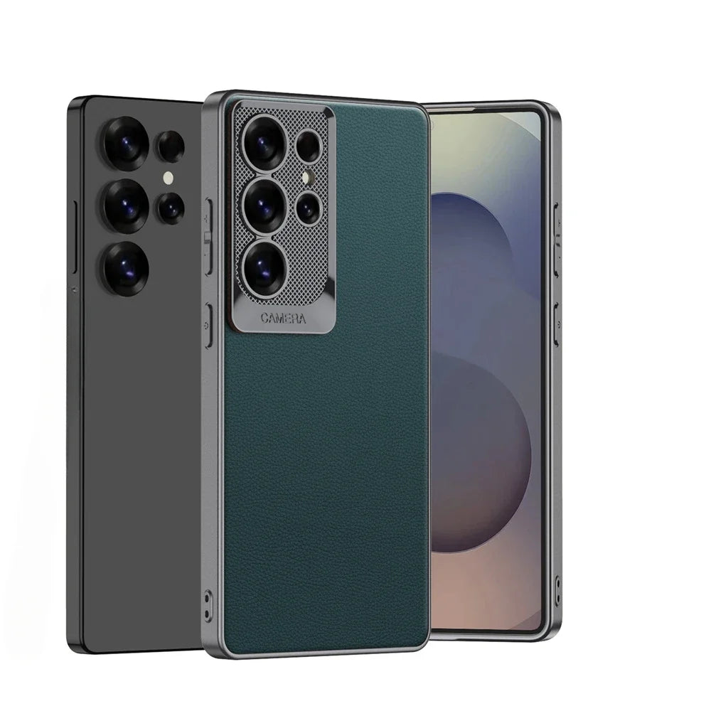 Shockproof Electroplate Leather Phone Case for Samsung Galaxy S25 Ultra