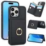 Premium Leather Wallet Case with 360° Ring for iPhone 16 Series