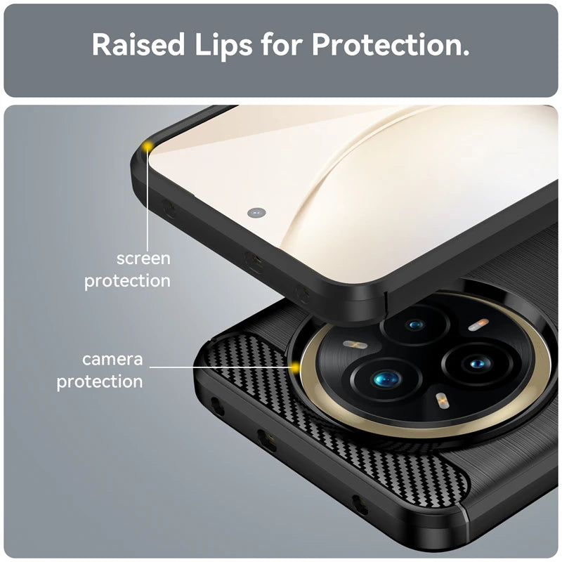Shockproof Carbon Fiber Pattern Silicone Case for Realme 14 Pro Plus