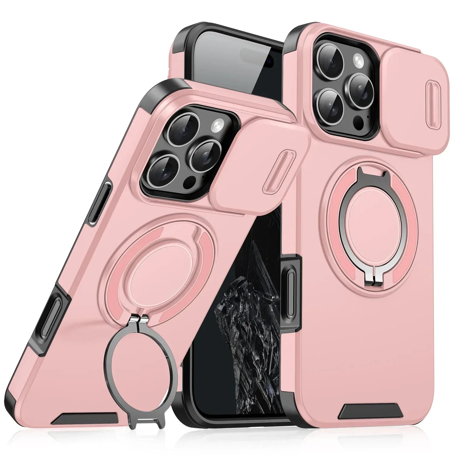 Shockproof Armor Magnetic Case with Slide Camera Protection for iPhone 16 Series
