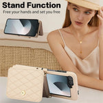 Premium Leather Crossbody Case with Card Holder & Wrist Strap for Samsung Galaxy Z Flip 6