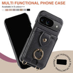Crossbody Leather Wallet Phone Case with Ring Stand & Card Holder for Google Pixel 9 Series