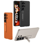Shockproof Suede Leather Case with Hidden Stand for Samsung Galaxy S26 Ultra