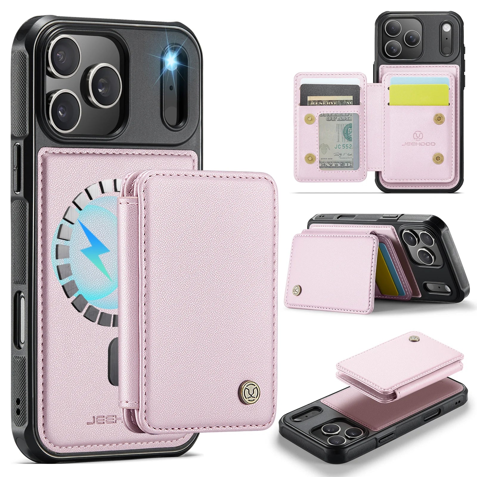 2-in-1 Detachable Business PU Leather MagSafe Case with RFID Card Slot for iPhone 17 Series