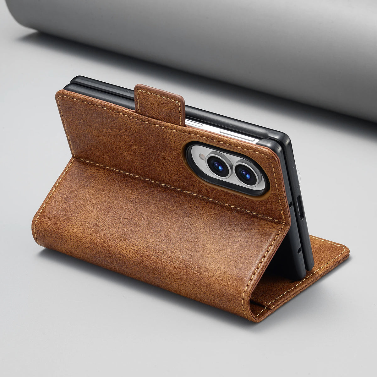 Leather Flip Kickstand Wallet Case with 2-Card Storage for Samsung Galaxy Z Fold 8