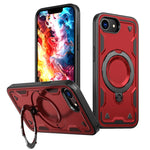 iPhone 16e Magnetic Hard PC + Soft TPU Case & Rotatable Ring Stand