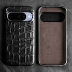 Crocodile Embossed Leather Magnetic Case with Raised Lens Guard for Google Pixel 9 Series