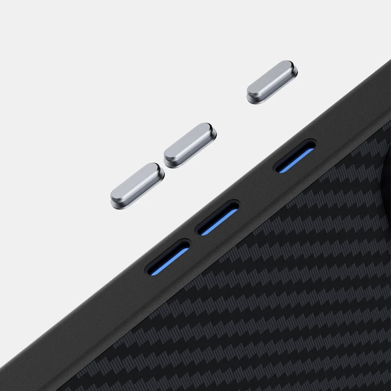 Carbon Fiber Magnetic Case with 3 Metal Attachment Rings for Google Pixel 11 Series