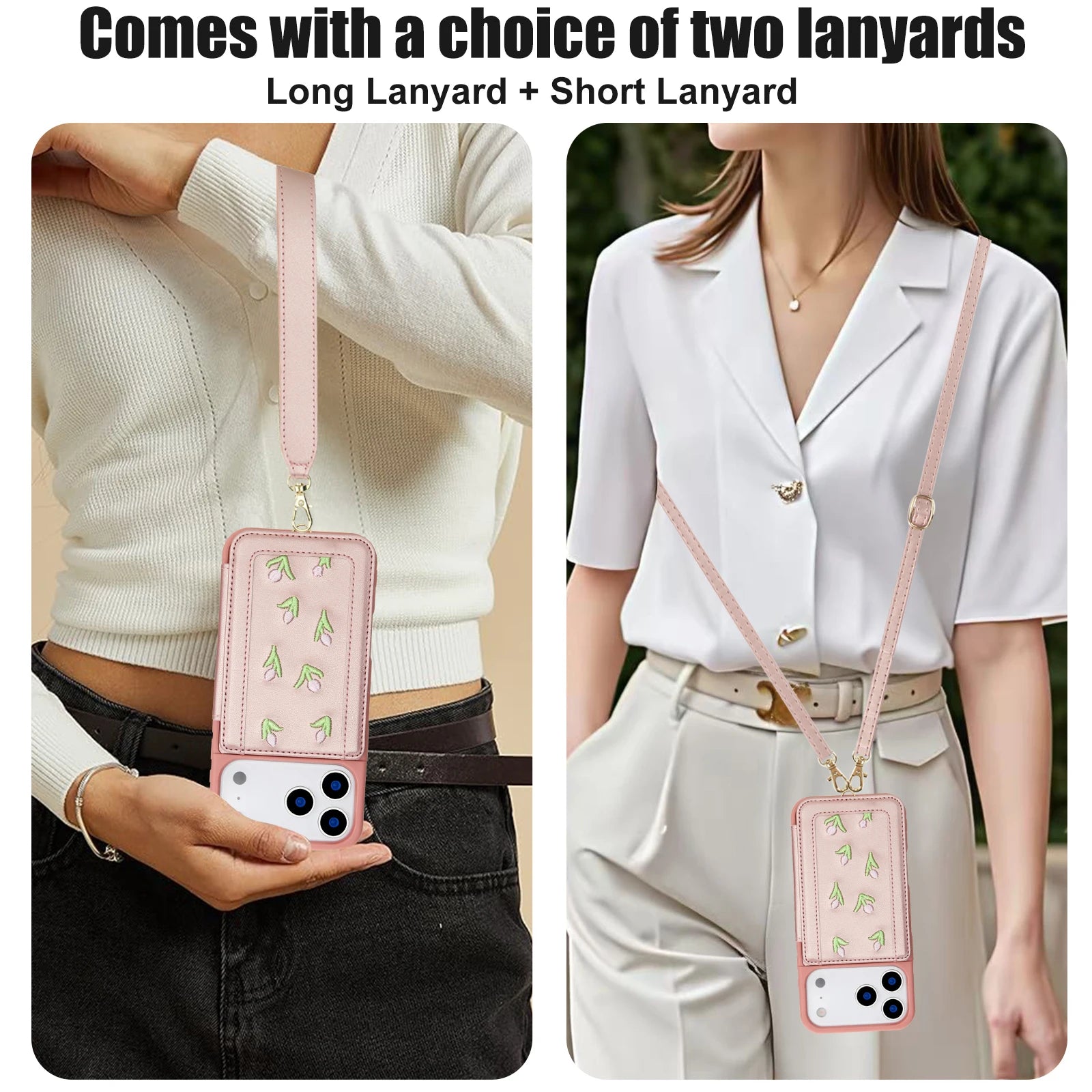 Skin Feel Embroidered Leather Wallet Case for iPhone 17 Series