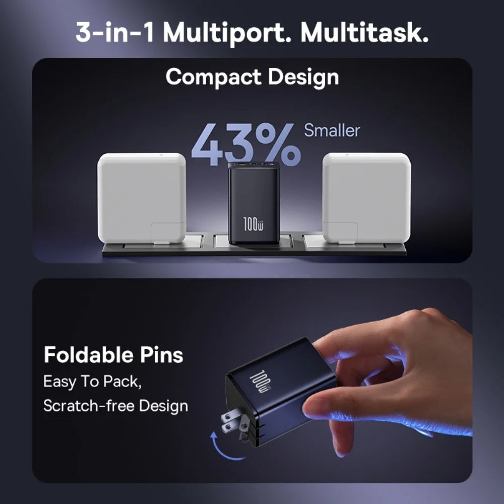 Baseus EnerFill 3-Port 100W GaN Fast Charger