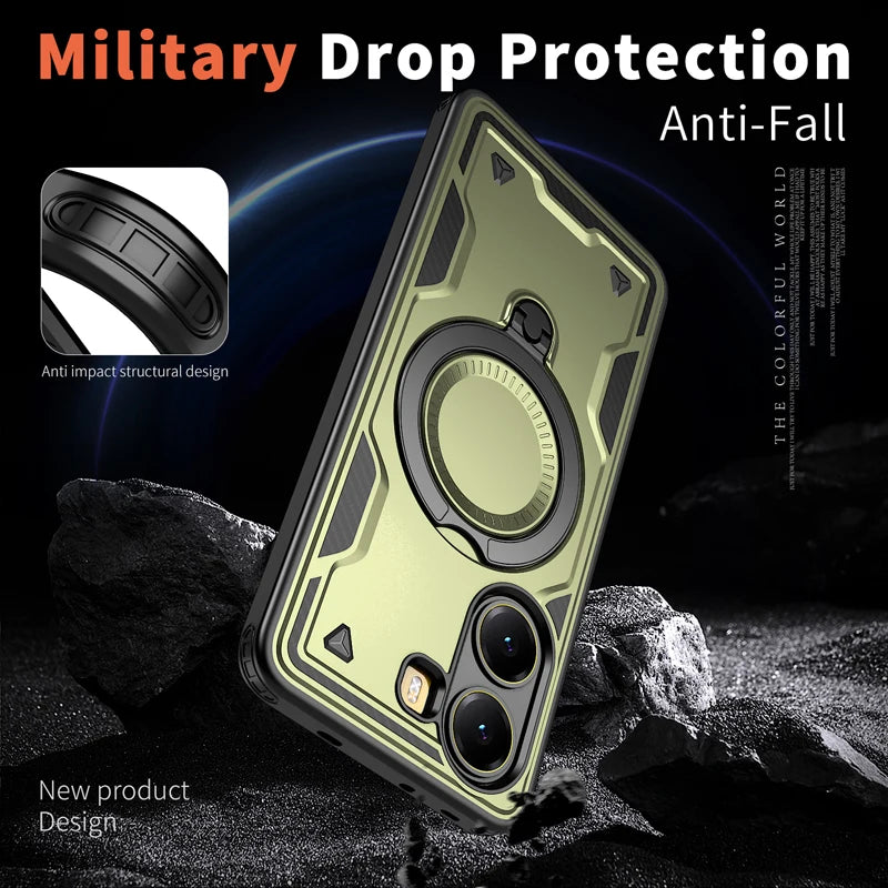 Shockproof Magnetic Hard PC + Soft TPU Case with Ring Stand for Xiaomi Redmi Turbo 4