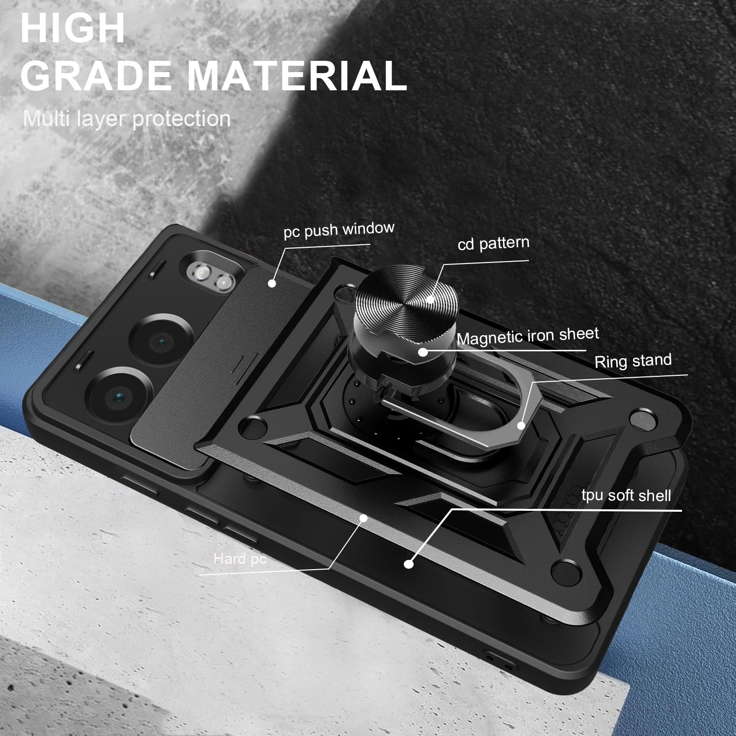 OnePlus Nord 4 Rugged Protective Case with Ring Stand