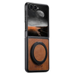 Textured Leather Magnetic Case with Rotating Ring for Samsung Galaxy Z Flip 8