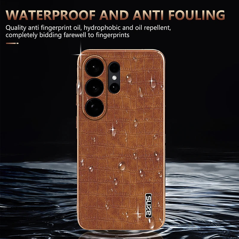 Crocodile Pattern Skin-Feel Phone Case for Samsung Galaxy S25 Series