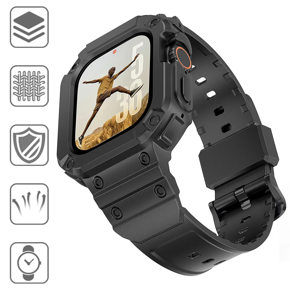 Shockproof TPU Silicone Bumper Case with Strap for Apple Watch Ultra