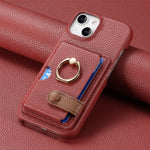 Shockproof Leather Wallet Case with Card Holder for iPhone 15 Series