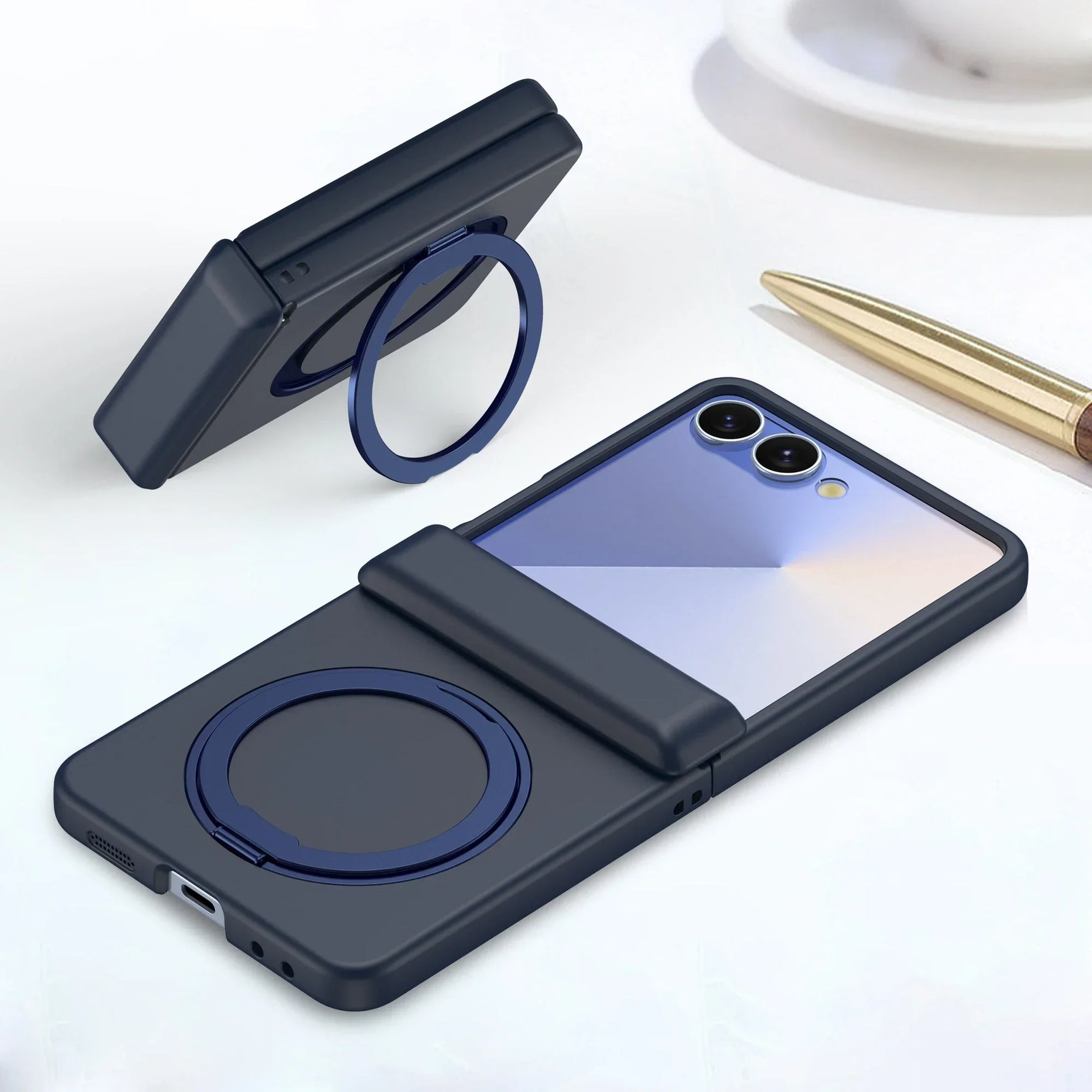 Skin Feel TPU Magnetic Case with 360° Rotating Bracket for Samsung Galaxy Z Flip 7