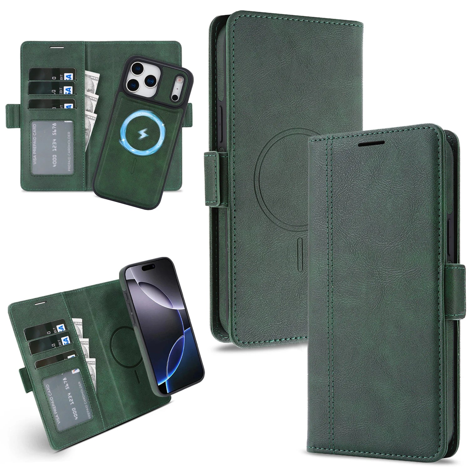 Premium 2-in-1 Leather MagSafe Wallet Case for iPhone 17 Series