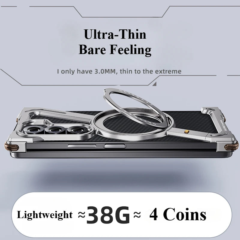 Samsung Galaxy Z Fold 5 Bezel-less Metal Case with Magnetic Stand
