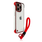 Premium Transparent Frameless Case with Anti-Lost Wrist Strap for iPhone 15 Series