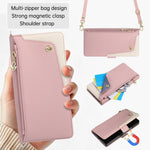 Crossbody Leather Wallet Case with Zipper Card Holder for Samsung Galaxy Z Fold 8 Ultra