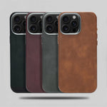 Luxury Retro PU Leather MagSafe Case for iPhone 16 Series