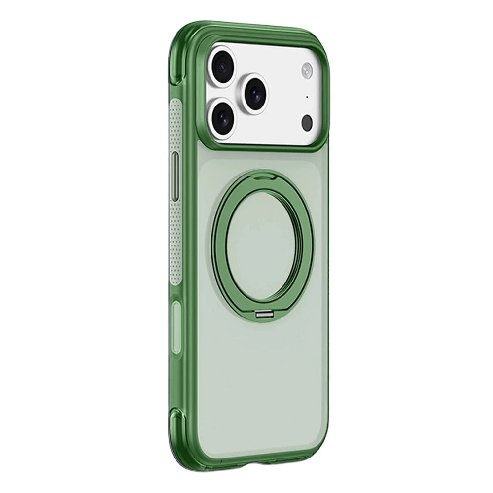 Matte Translucent Bumper Case with 360° Rotating Ring Stand for iPhone 17 Series
