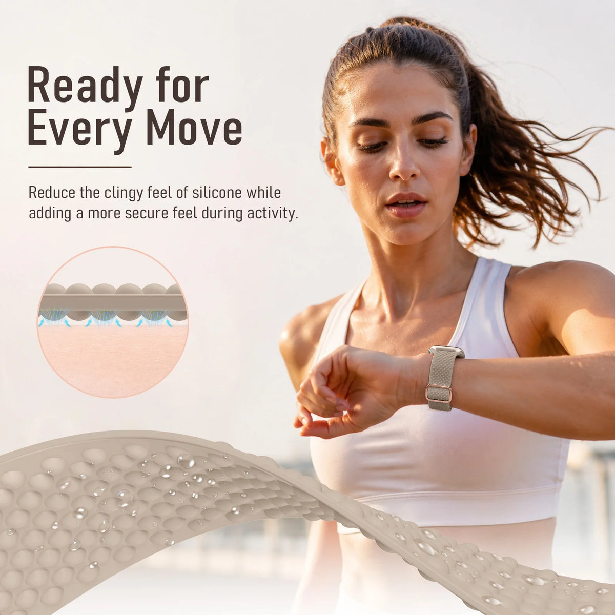 Silicone Sport Band with Adjustable Buckle for Apple Watch