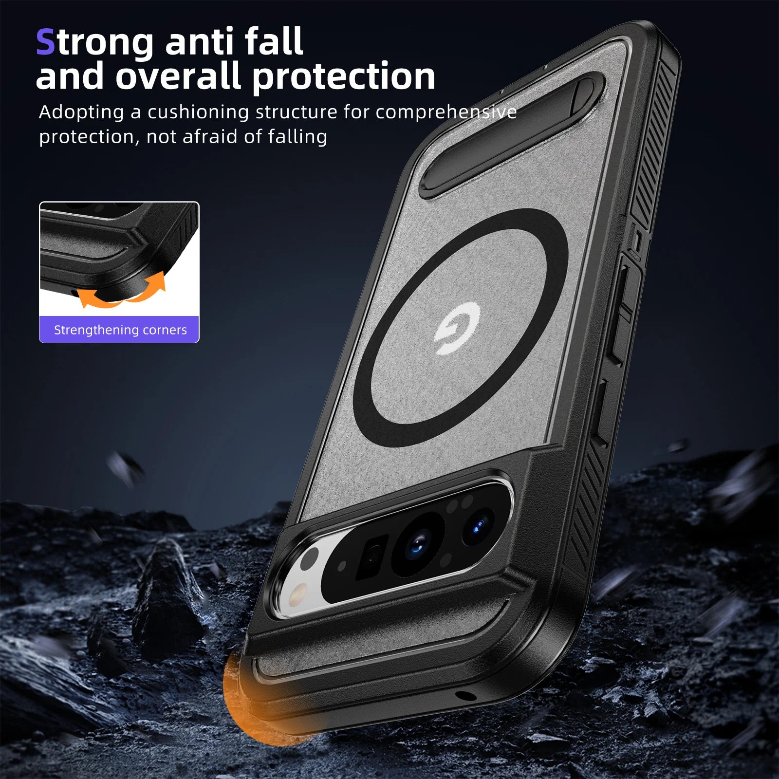 Military-Grade Protective Magnetic Case with Foldable Stand for Google Pixel 9 Series