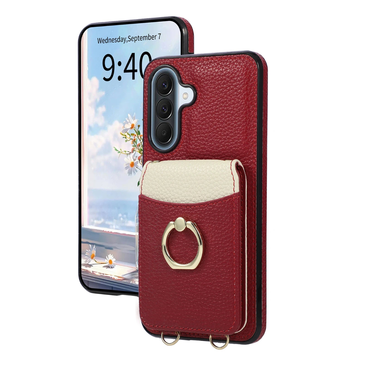 Dual-Strap Metal Clasp Leather Crossbody Case for Samsung Galaxy A37