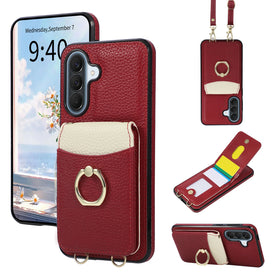 Dual-Strap Metal Clasp Leather Crossbody Case for Samsung Galaxy A37