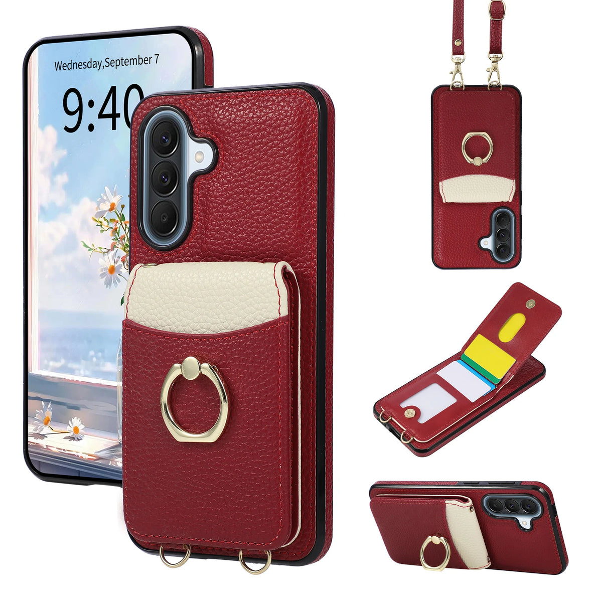 Dual Detachable Lanyard Crossbody Wallet Case for Samsung Galaxy A56