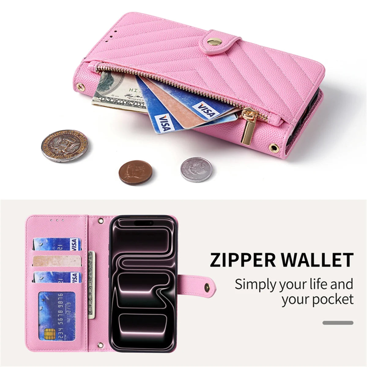 Pebbled Leather Crossbody Wallet Case for Samsung Galaxy S25 Series
