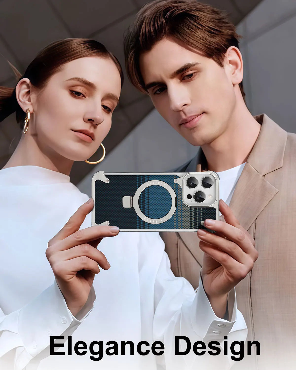 Carbon Fiber Textured Magnetic Case with Kickstand for iPhone 16 Pro and iPhone 16 Pro Max