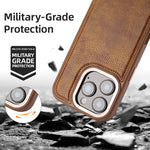 Luxury PU Leather Magsafe Phone Case with Reinforced Metal Camera Frame for iPhone 16 Series