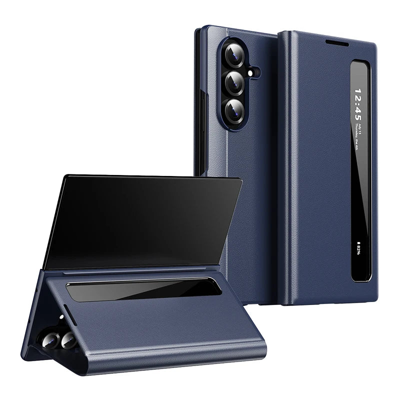 Samsung Galaxy Z Fold 6 Leather Case with Side Display Window