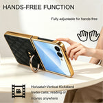 Diamond Grid Leather Magnetic Case with Ring Holder for Samsung Galaxy Z Flip 8