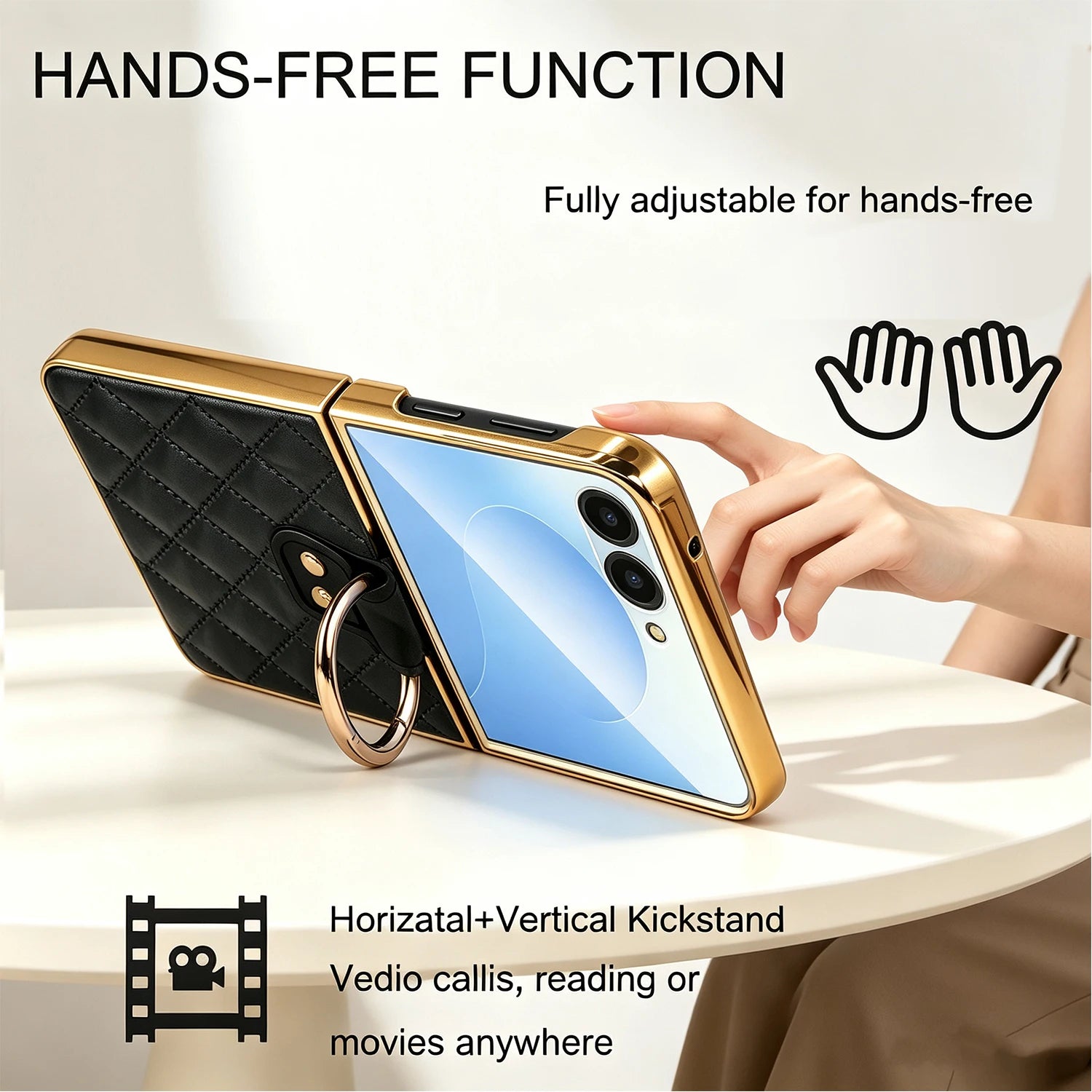 Diamond Grid Leather Magnetic Case with Ring Holder for Samsung Galaxy Z Flip 8