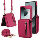 Premium Leather Crossbody Phone Case with Zipper Wallet & Card Holder for Samsung Galaxy Z Flip 6